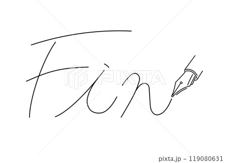 手書きのフィンの文字と万年筆のイラスト 119080631