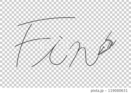 手書きのフィンの文字と万年筆のイラスト 119080631