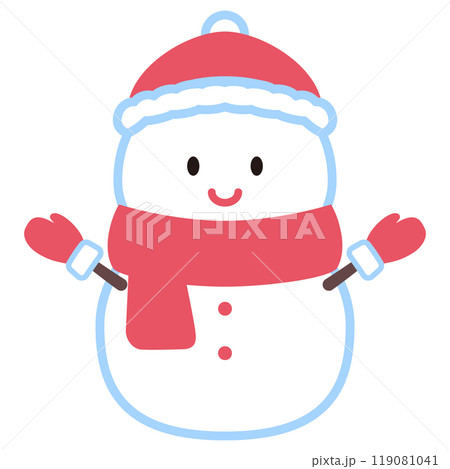 サンタ服の雪だるまのイラスト サンタ服の雪だるまのイラスト 119081041
