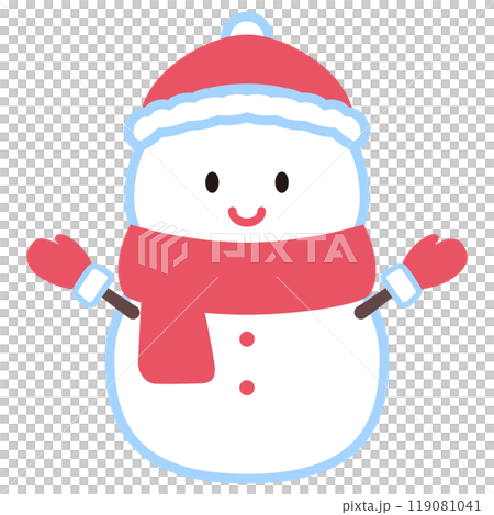 サンタ服の雪だるまのイラスト サンタ服の雪だるまのイラスト 119081041