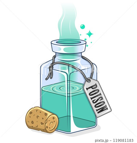 Glass bottle with magic potion 119081183