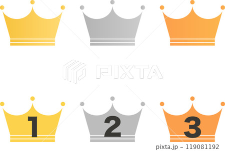 広告やポップに使える王冠のイラストセットのイラスト素材 [119081192