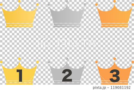 広告やポップに使える王冠のイラストセットのイラスト素材 [119081192