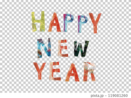 HAPPY NEW YEAR capital letters made from painted paper HAPPY NEW YEAR capital letters made from painted paper 119081260