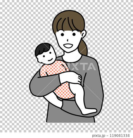赤ちゃんを抱く母親の笑顔のイラスト 119081338