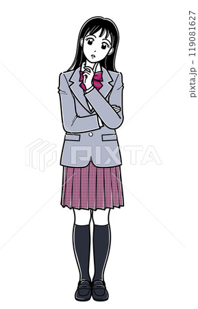 首をかしげるブレザーの女子高生(シンプル) 首をかしげるブレザーの女子高生(シンプル) 119081627