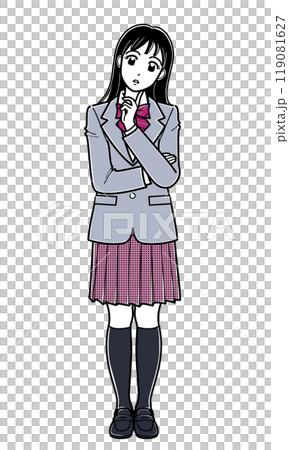 首をかしげるブレザーの女子高生(シンプル) 首をかしげるブレザーの女子高生(シンプル) 119081627