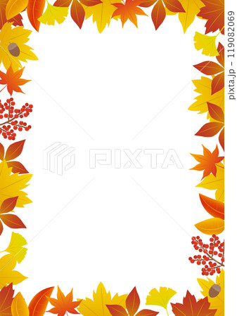 秋の紅葉をイメージしたフレームのイラスト_縦向き 119082069