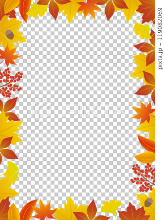 秋の紅葉をイメージしたフレームのイラスト_縦向き 119082069