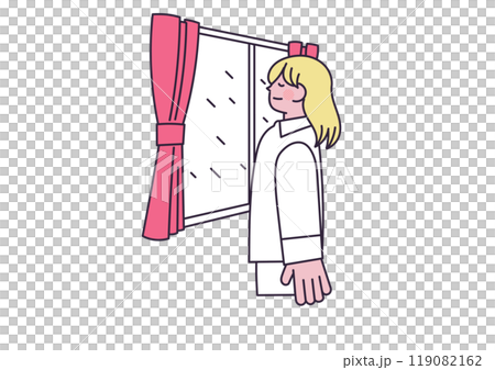 起きてすぐ太陽の光を浴びている女性 119082162