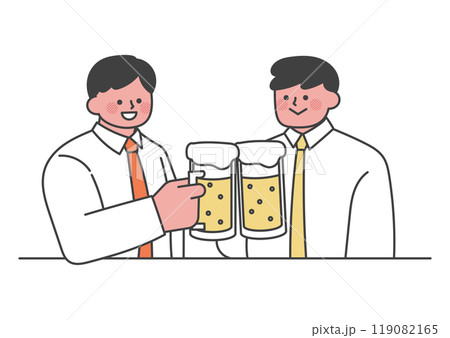 ビールで乾杯をしている男性社員 ビールで乾杯をしている男性社員 119082165
