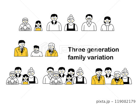 三世代家族のイラストセット（上半身） 119082179