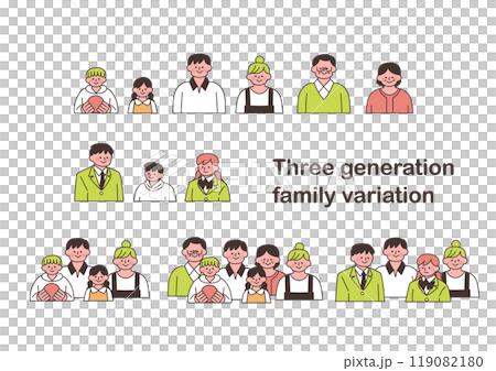 三代家庭插畫集（上半身） 119082180
