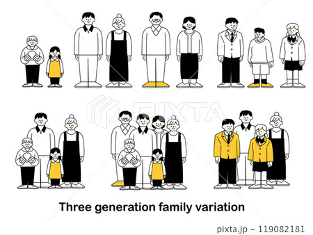 三世代家族のイラストセット 119082181
