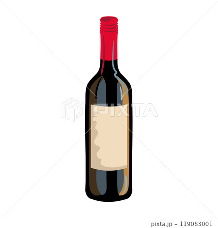 A bottle of wine. Vector illustration in an art style. A bottle of wine. Vector illustration in an art style. 119083001