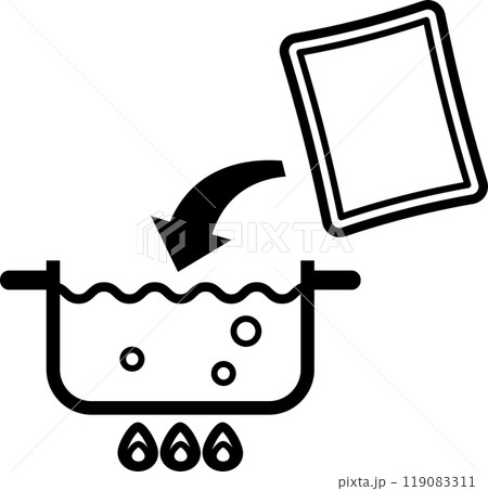 鍋で沸騰したお湯に袋を入れる様子、湯せん 119083311