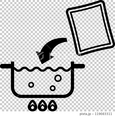 鍋で沸騰したお湯に袋を入れる様子、湯せん 119083311