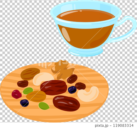 Nuts, dried fruit, tea and snacks 119083314