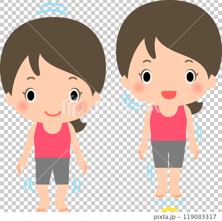 その場で軽く跳ぶエクササイズをしている女性 119083317
