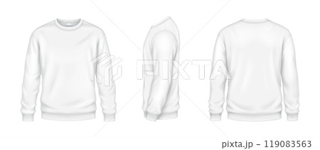 White sportive sweatshirts realistic vector illustrations set 119083563
