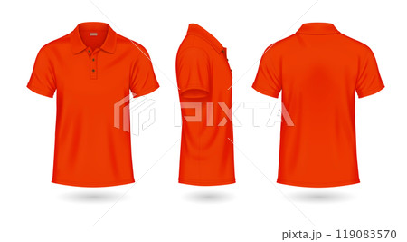 Scarlet polo shirts mockup design realistic illustration set 119083570