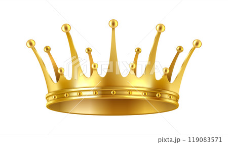 Luxurious golden crown with spikes realistic vector illustration 119083571