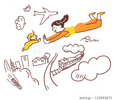 空中でハイタッチする母親と赤ちゃん 充実した親子関係をイメージしたストックイラスト素材 空中でハイタッチする母親と赤ちゃん 充実した親子関係をイメージしたストックイラスト素材 119083672