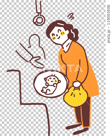 電車で席を譲られる妊婦 ストックイラスト素材 電車で席を譲られる妊婦 ストックイラスト素材 119083686