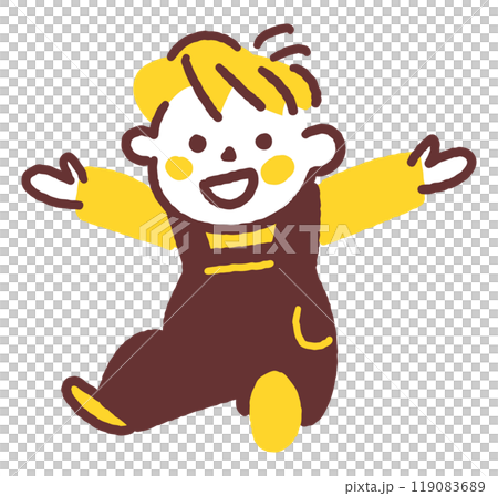 一個小孩坐下來歡呼 庫存插圖素材 一個小孩坐下來歡呼 庫存插圖素材 119083689