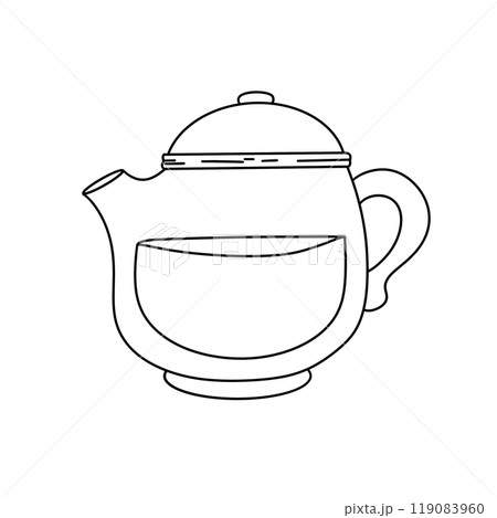 A white tea pot with a handle and a spout 119083960