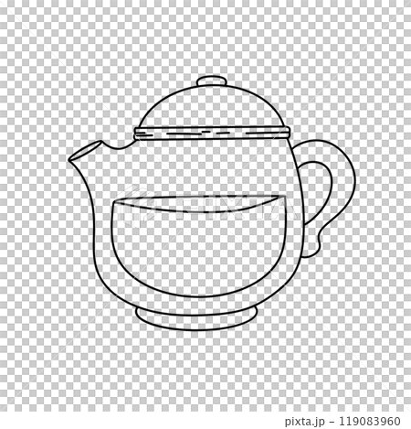 A white tea pot with a handle and a spout 119083960