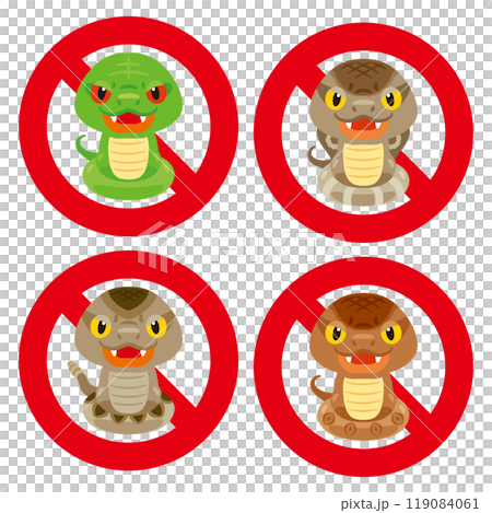 Various snake characters prohibition sign set 2 119084061