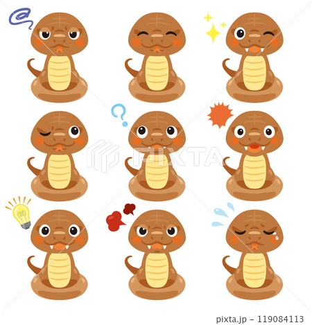 茶色の蛇のキャラクター　表情1 119084113