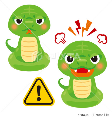 威嚇する緑蛇のキャラクター1 119084116