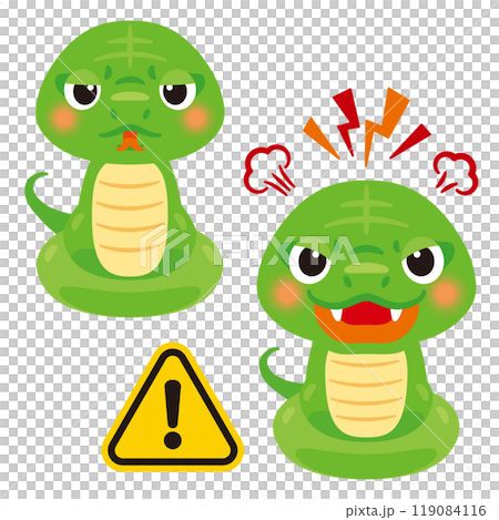 威嚇する緑蛇のキャラクター1 119084116