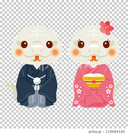 White snake characters in their finest attire for the year of the snake, male and female White snake characters in their finest attire for the year of the snake, male and female 119084180