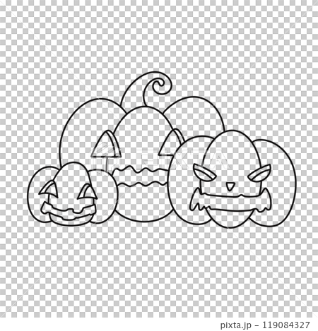 A group of pumpkins with scary faces 119084327