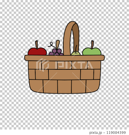 A basket of fruit including apples and grapes A basket of fruit including apples and grapes 119084399