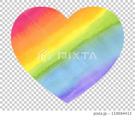 用水彩 LGBT 色彩多樣性繪製的彩虹色心 119084413