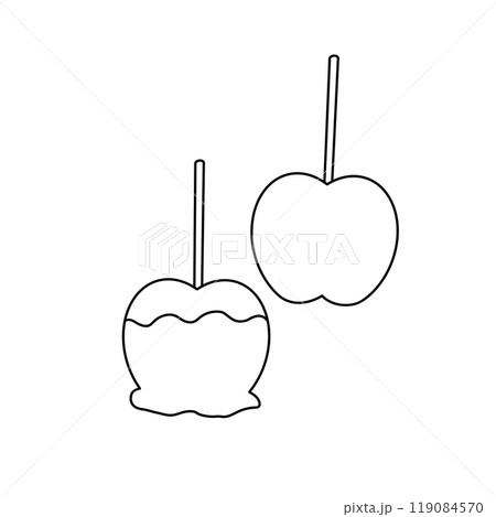 Two apples with a stick in the middle 119084570