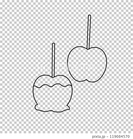 Two apples with a stick in the middle 119084570