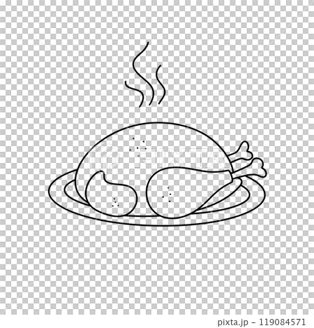A drawing of a roasted chicken with steam coming out of it A drawing of a roasted chicken with steam coming out of it 119084571