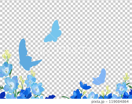 Delphinium and blue butterfly 119084864