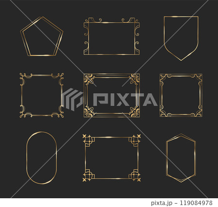 Gold ui game button frame. Medieval border design Gold ui game button frame. Medieval border design 119084978