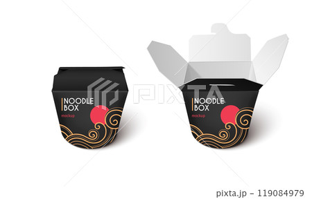 Black paper noodle take away box 119084979