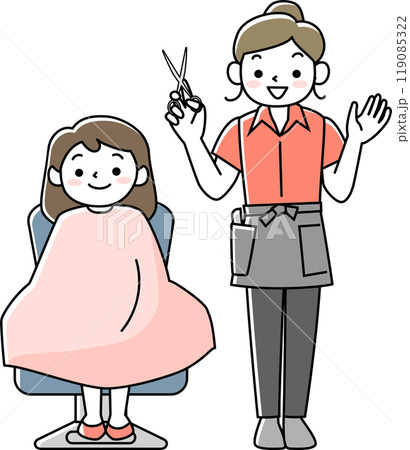 女性美容師と女性客 119085322