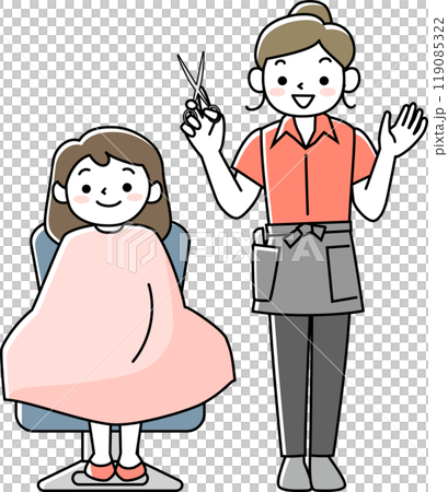 女性美容師と女性客 119085322