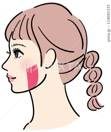 横顔の若い女性　咬筋 119085335