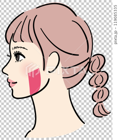 横顔の若い女性　咬筋 119085335