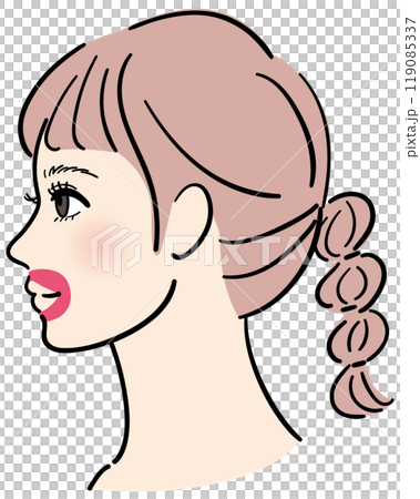 年輕女子的側邊-口輪匝肌 119085337